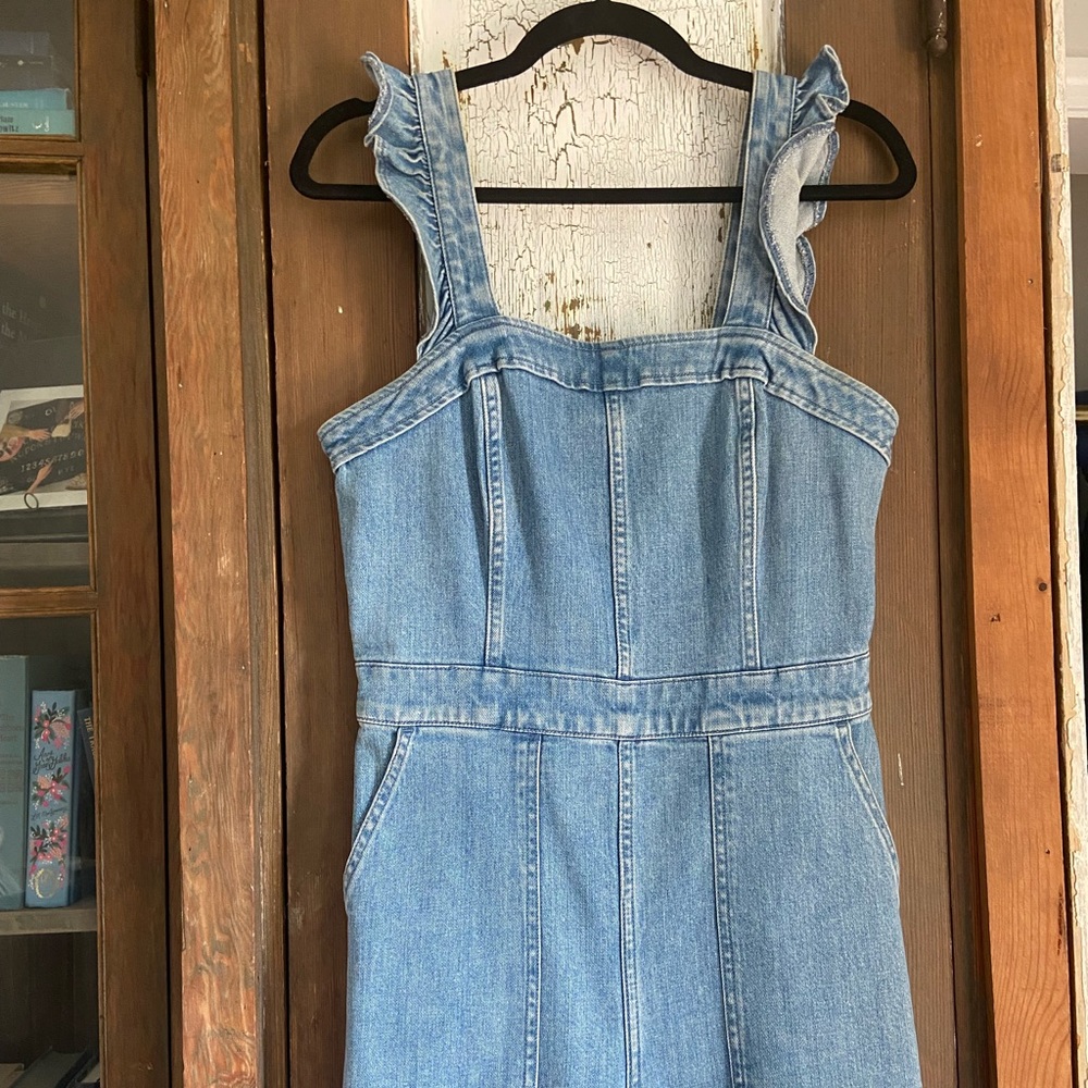 Madewell | Denim Ruffle-Strap Jumpsuit | sz 6
